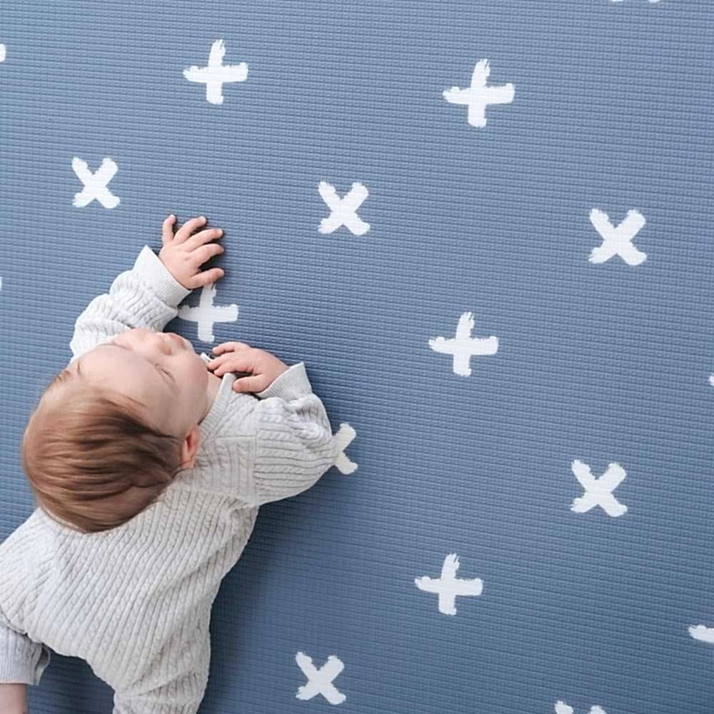 Mikro Australia Bebek Oyun Matı Blue Crosses - Yuvarlak