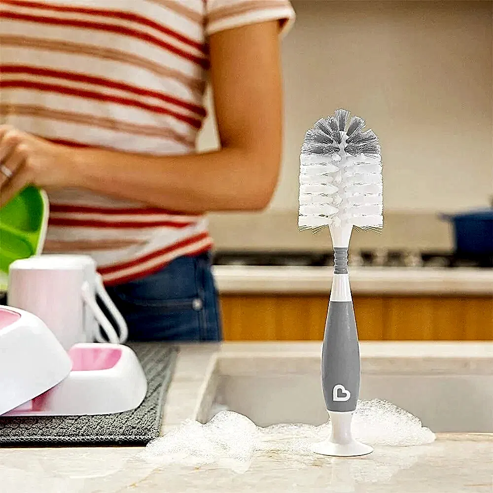 Munchkin Bristle Bebek Biberonu Temizleme Fırçası Gri