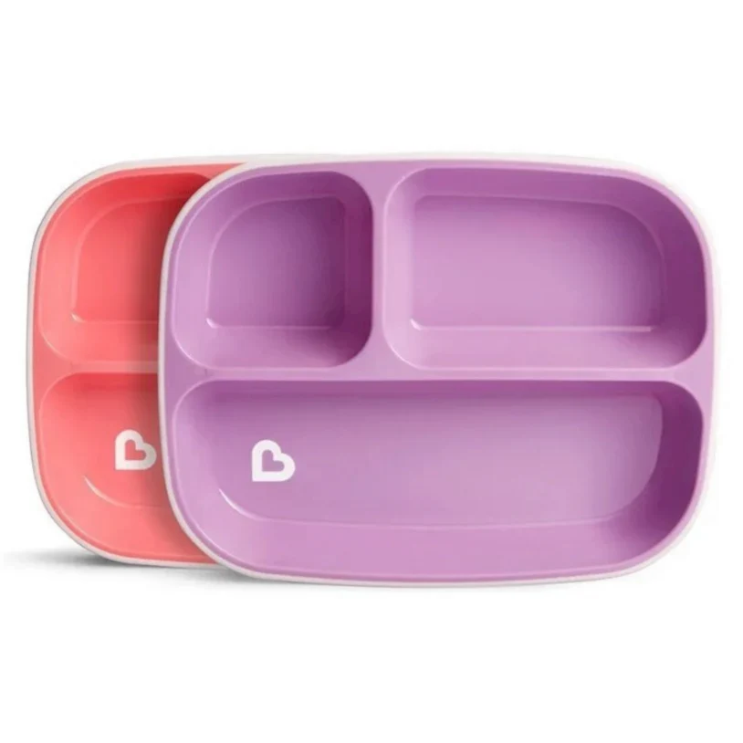 Munchkin Sıçrama Engelleyici Bölmeli Tabak Pembe-Mor