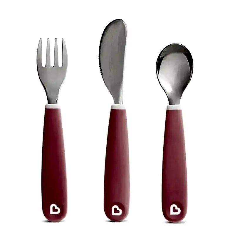 Munchkin Sıçramayı Engelleyici Çocuk Çatal Bıçak Takımı 3'lü Set Pembe