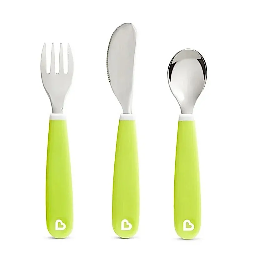 Munchkin Sıçramayı Engelleyici Çocuk Çatal Bıçak Takımı 3'lü Set Yeşil