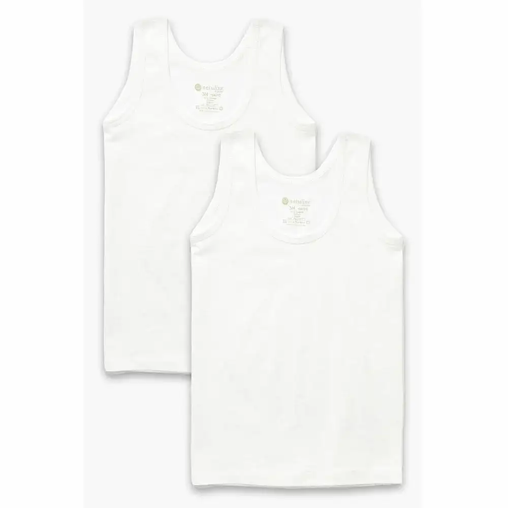 Natuline Organik Pamuklu Erkek Penye 2'li Atlet Beyaz