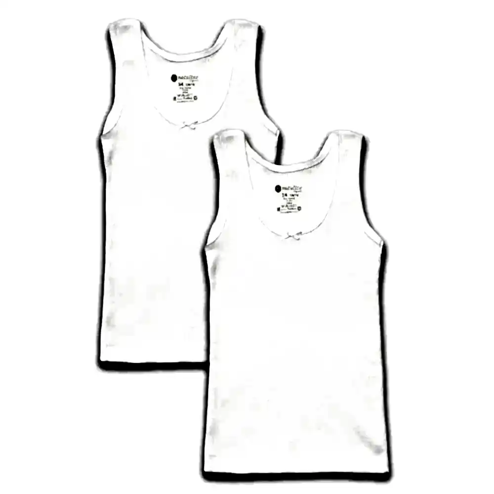 Natuline Organik Pamuklu Kız Çocuk Kaşkorse 2'li Atlet Beyaz