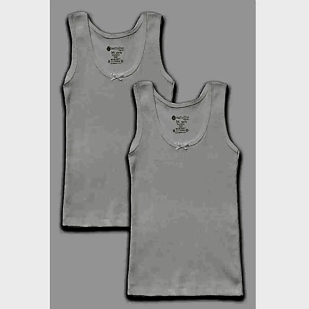 Natuline Organik Pamuklu Kız Çocuk Kaşkorse 2'li Atlet Beyaz