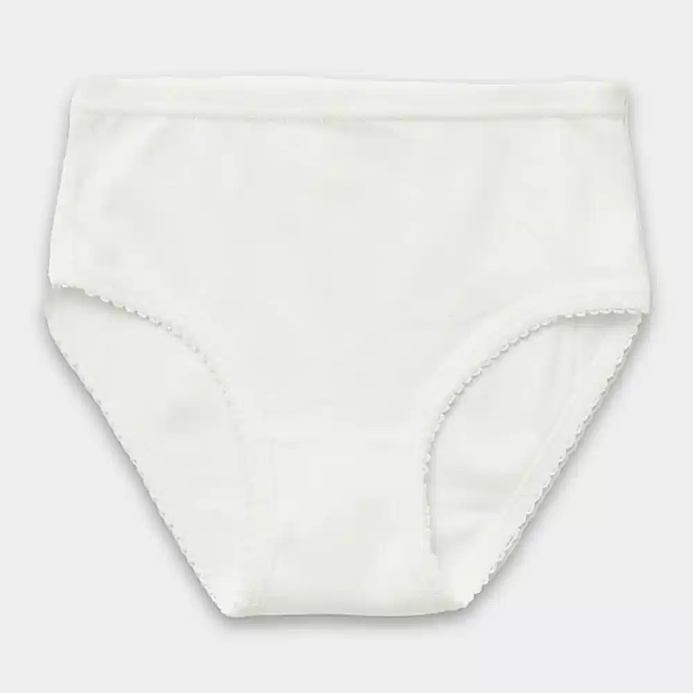 Natuline Organik Pamuklu Kız Çocuk Kroşatalı 3'lü Külot Beyaz