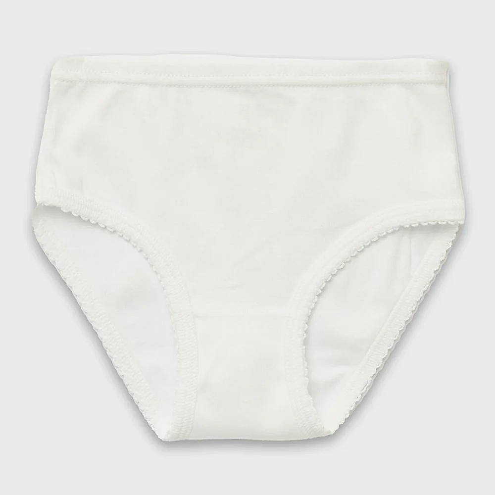 Natuline Organik Pamuklu Kız Çocuk Kroşatalı 3'lü Külot Beyaz