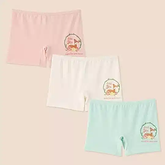 Natuline Organik Pamuklu Kız Çocuk Likralı 3 'lü Boxer- Little You Pembe