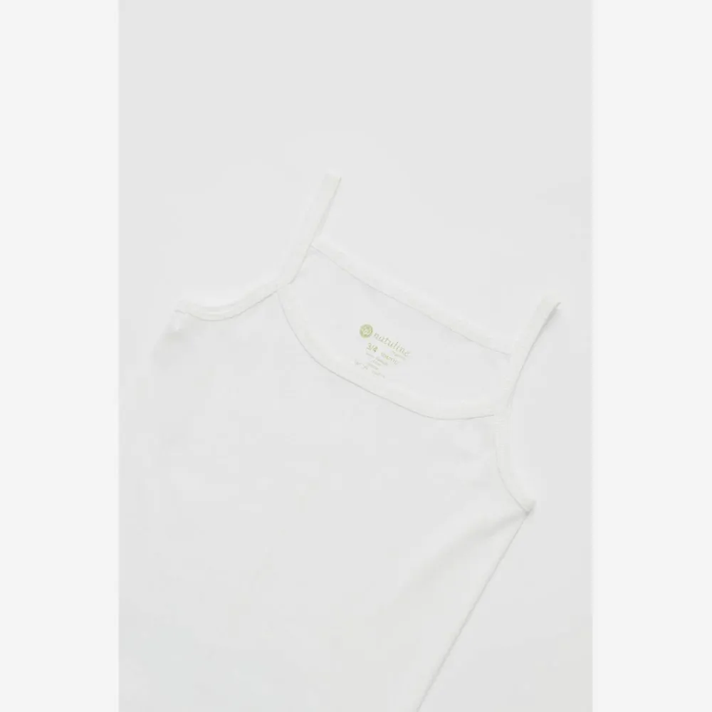 Natuline Organik Pamuklu Kız Çocuk Ribana İp Askılı 3 'lü Atlet Beyaz