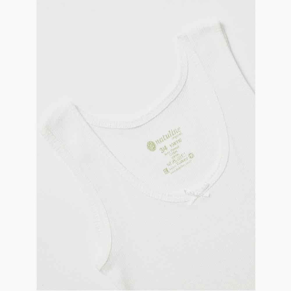 Natuline Organik Pamuklu Kız  Penye Kaşkorse 3 'lü Atlet Beyaz