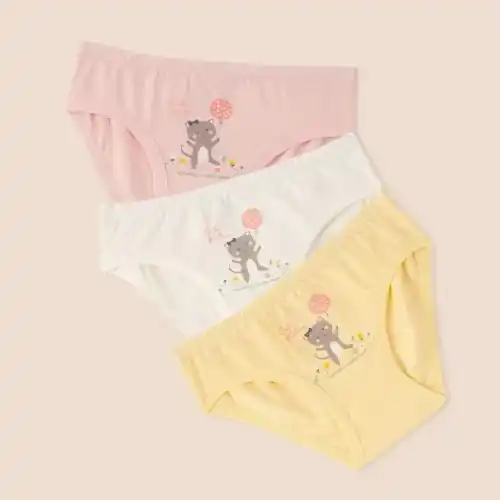 Natuline Organik Pamuklu Kız Penye Slip 3'lü Külot Beyaz