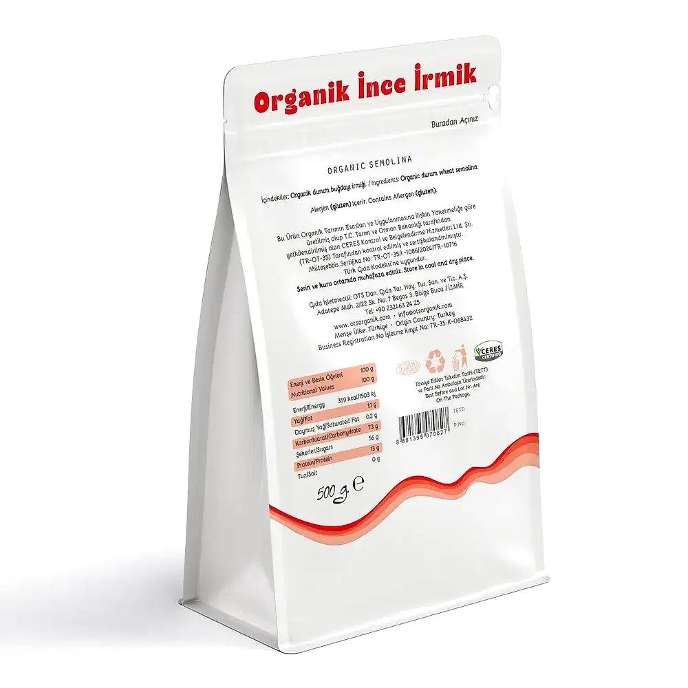 Ots Organik İnce İrmik 500 gr