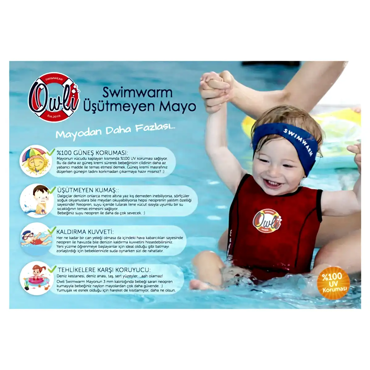 Owli Swimwarm Üşütmeyen Bebek Mayosu Sarı STD