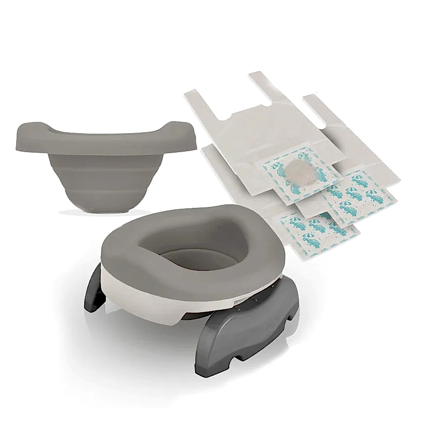 Potette Plus Portatif Lazımlık - Tuvalet Adaptörü Combo Paket White Silikon Astarlı STD