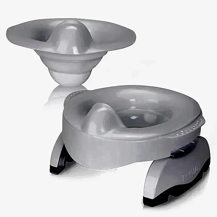 Potette Plus Portatif Lazımlık - Tuvalet Adaptörü Combo Paket White Gri Silikon Astarlı STD