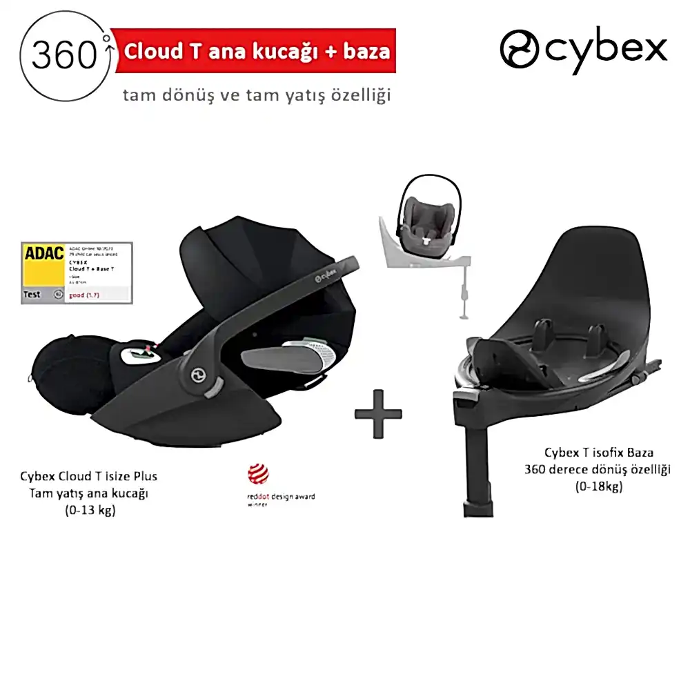 Cybex Cloud T iSize Plus Sephia Black + Baza - Oto Koltuğu