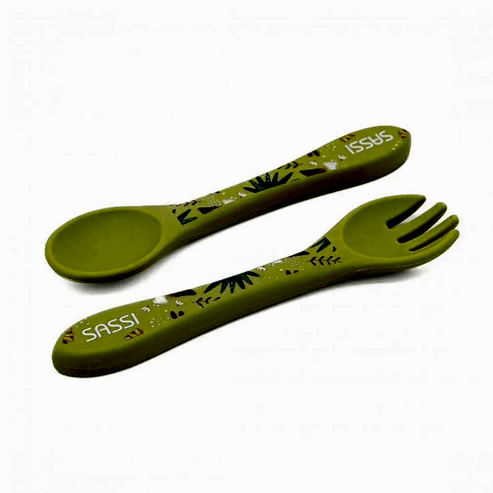 Sassi Superlab Silikon Çatal Kaşık Takımı - Güçlü Dinozor