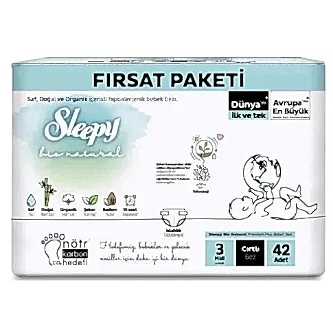 Sleepy Bio Natural No:3 Midi Bebek Bezi 42 Adet
