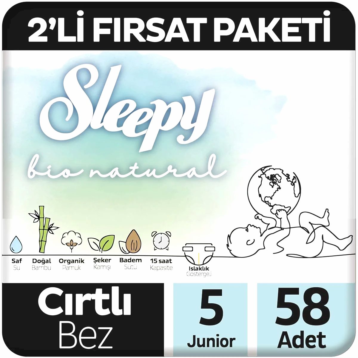 Sleepy Bio Natural No:5 Junior 2'li Bebek Bezi 58 Adet