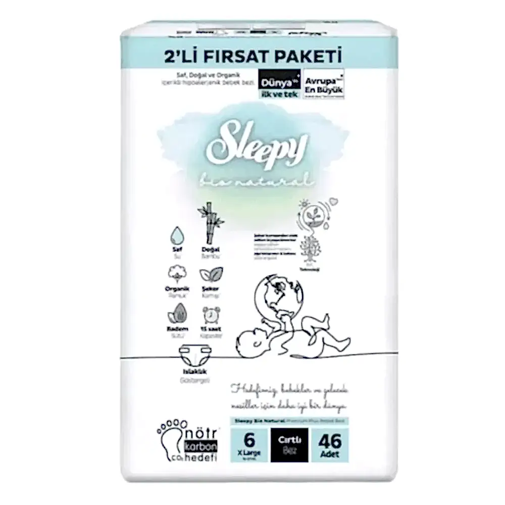 Sleepy Bio Natural No:6 XL 2’li Bebek Bezi 46 Adet