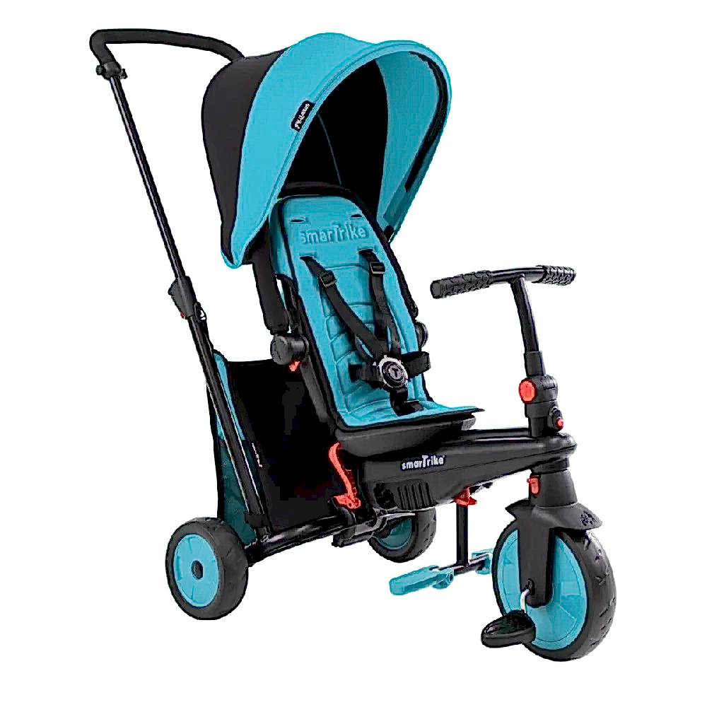 SmarTrike STR3 Plus 5’i 1 Arada Modüler Katlanabilir Bebek Arabası ve Üç Tekerlekli Bebek Bisikleti - Mavi