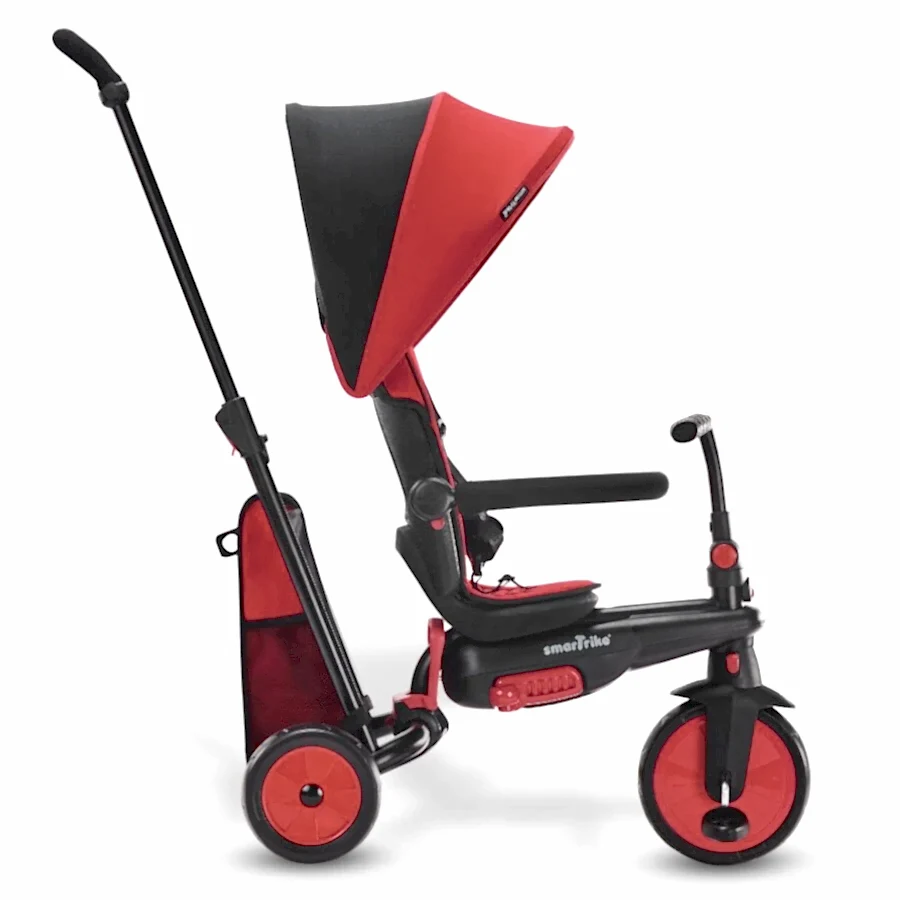 SmarTrike STR3 Plus 5’i 1 Arada Modüler Katlanabilir Bebek Arabası ve Üç Tekerlekli Bebek Bisikleti - Kırmızı