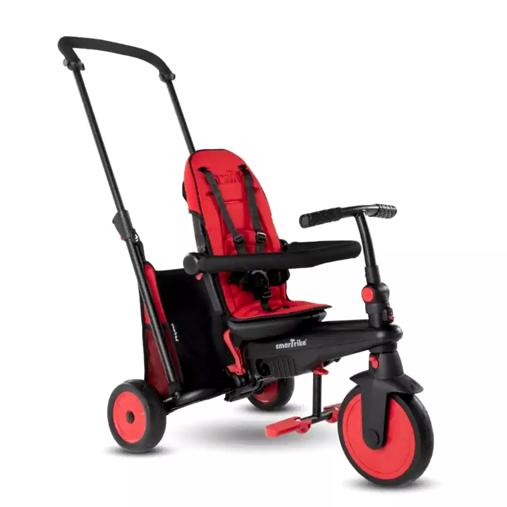 SmarTrike STR3 Plus 5’i 1 Arada Modüler Katlanabilir Bebek Arabası ve Üç Tekerlekli Bebek Bisikleti - Kırmızı