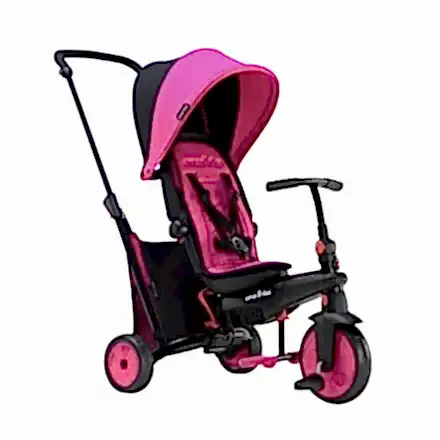 SmarTrike STR3 Plus 5’i 1 Arada Modüler Katlanabilir Bebek Arabası ve Üç Tekerlekli Bebek Bisikleti - Pembe
