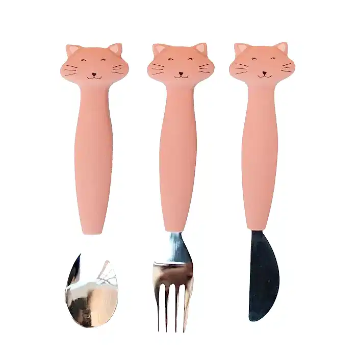 Trixie Silikon Çatal Bıçak Takımı 3'lü Set Mrs. Cat