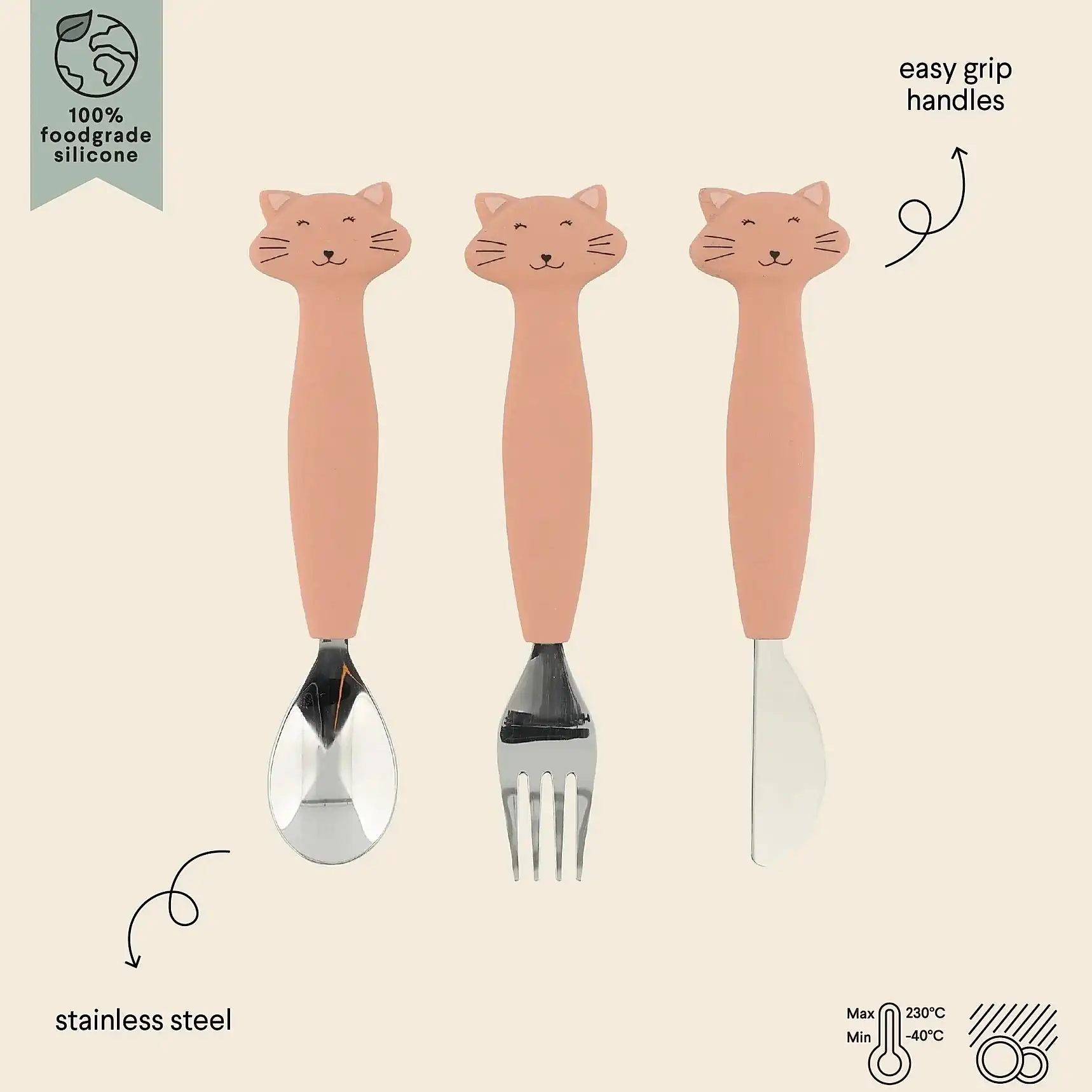 Trixie Silikon Çatal Bıçak Takımı 3'lü Set  Mrs. Cat