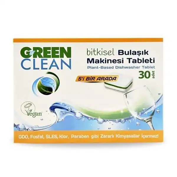 U Green Clean Bitkisel 5'i Bir Arada Bulaşık Makinesi Tablet Deterjanı 30 Adet